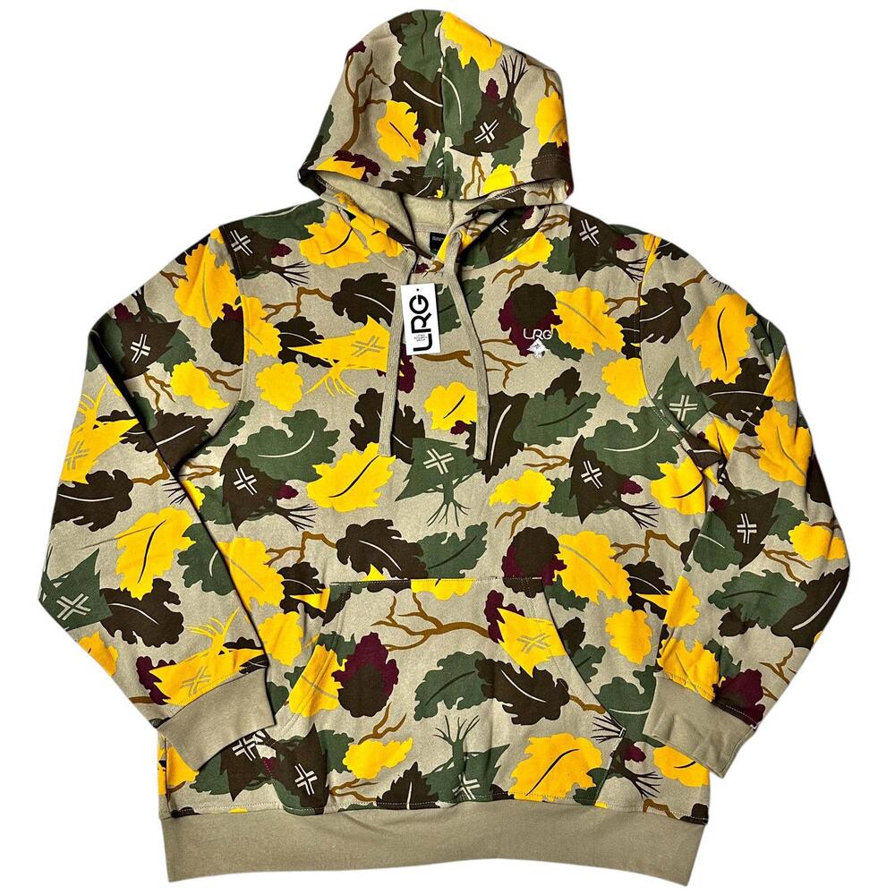 NWT LRG Leaf Peeping Camo Pullover Hoodie Men’s Medium Khaki